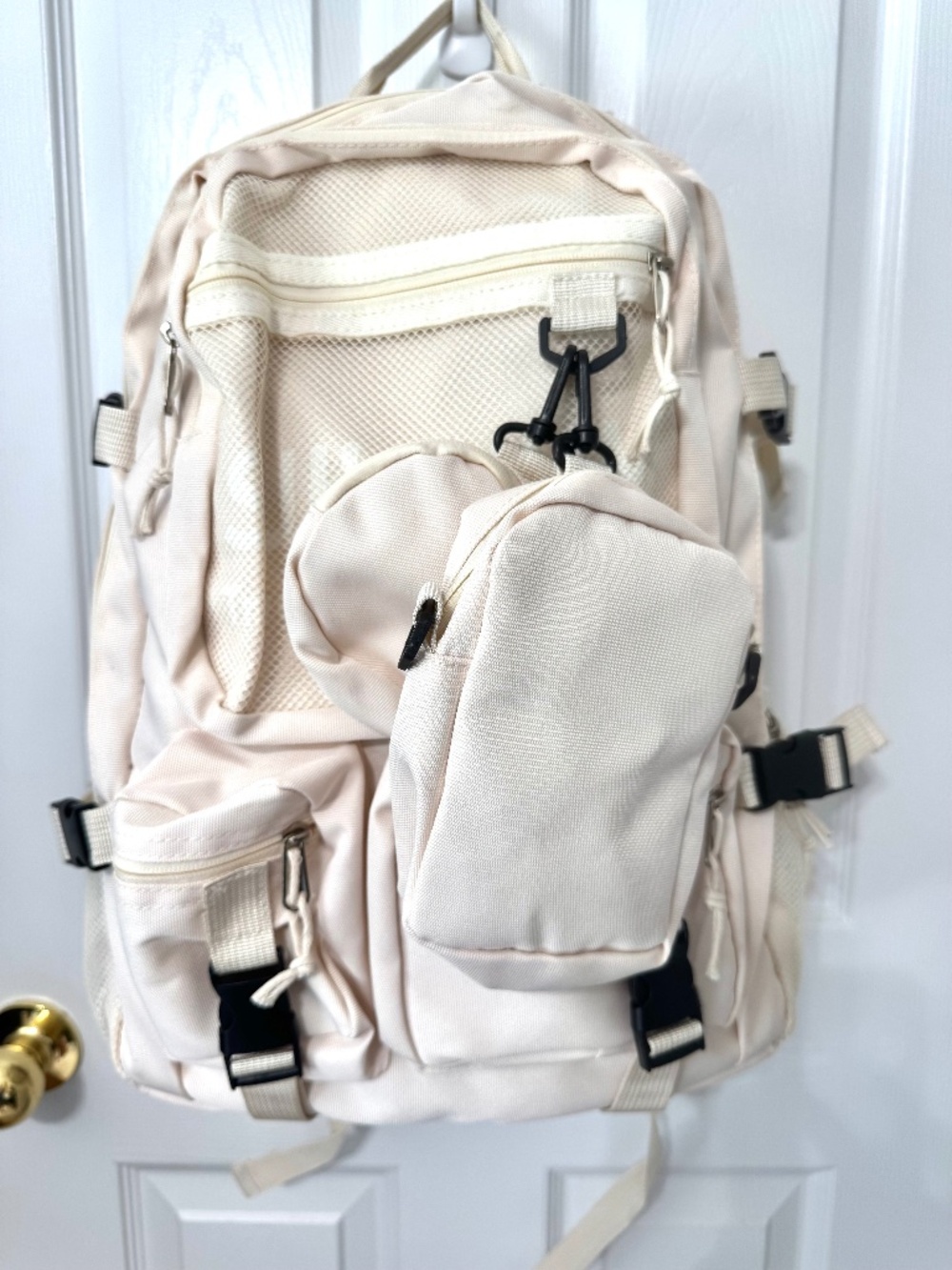 Multi Pocket Utility Backpack/Cream-Beige/Adjustable Straps/Versatile/Large